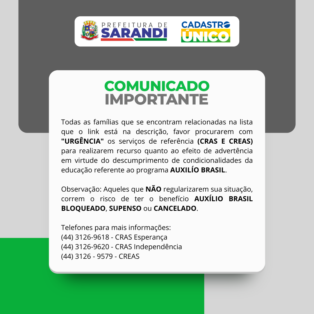 Comunicado Auxílio Brasil